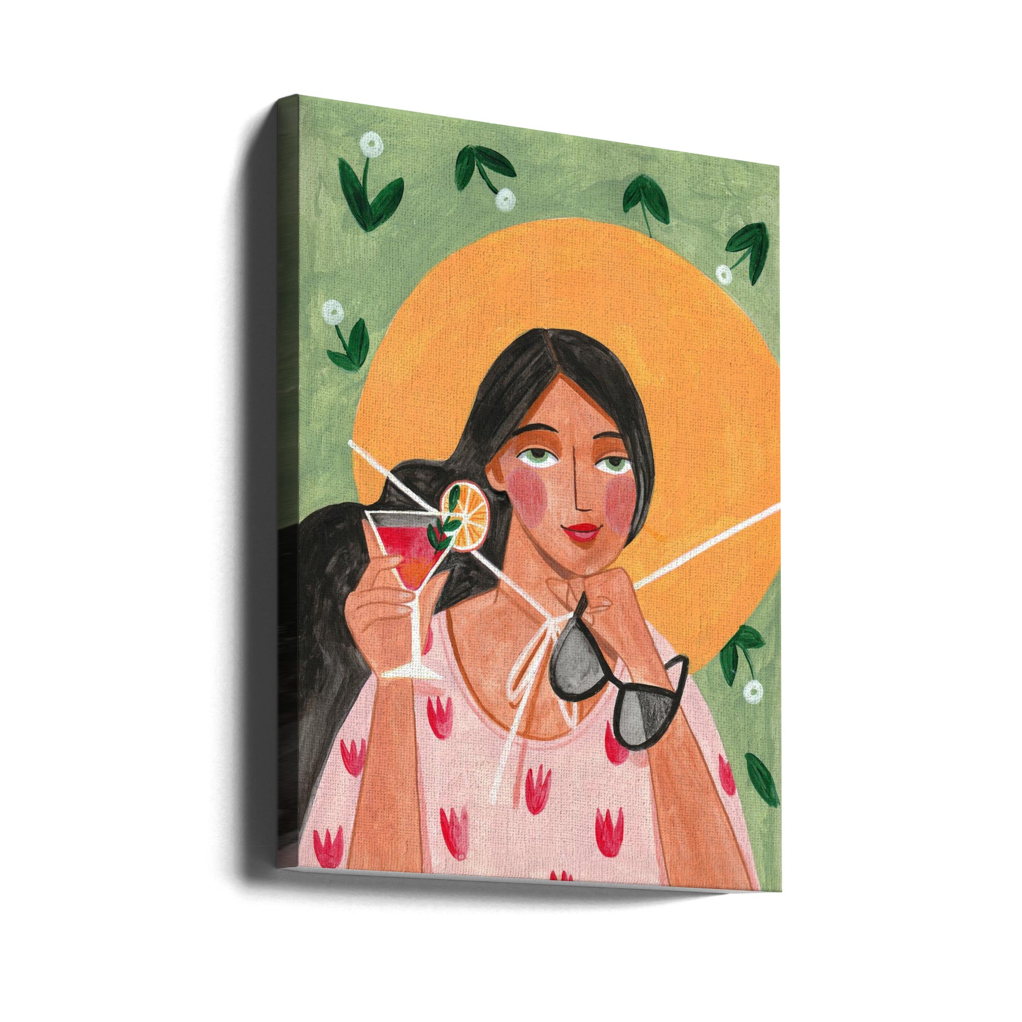 Abstract Modern Bohemian Woman with Cocktail