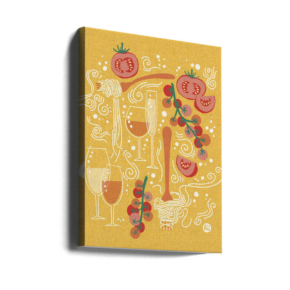 Pasta Paradise | Tomato and Wine | Playful Italian Pasta Illustration | by Aia Ueno