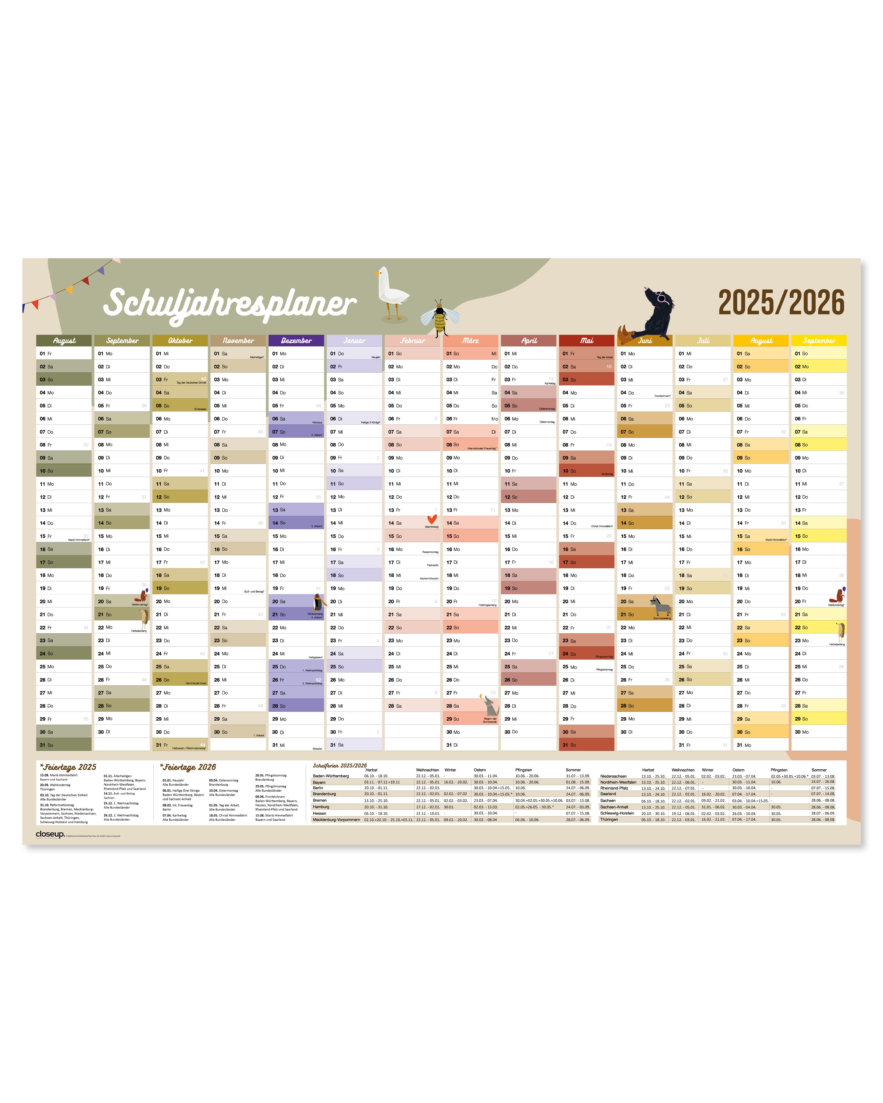 Schuljahresplaner Poster 2025/2026
