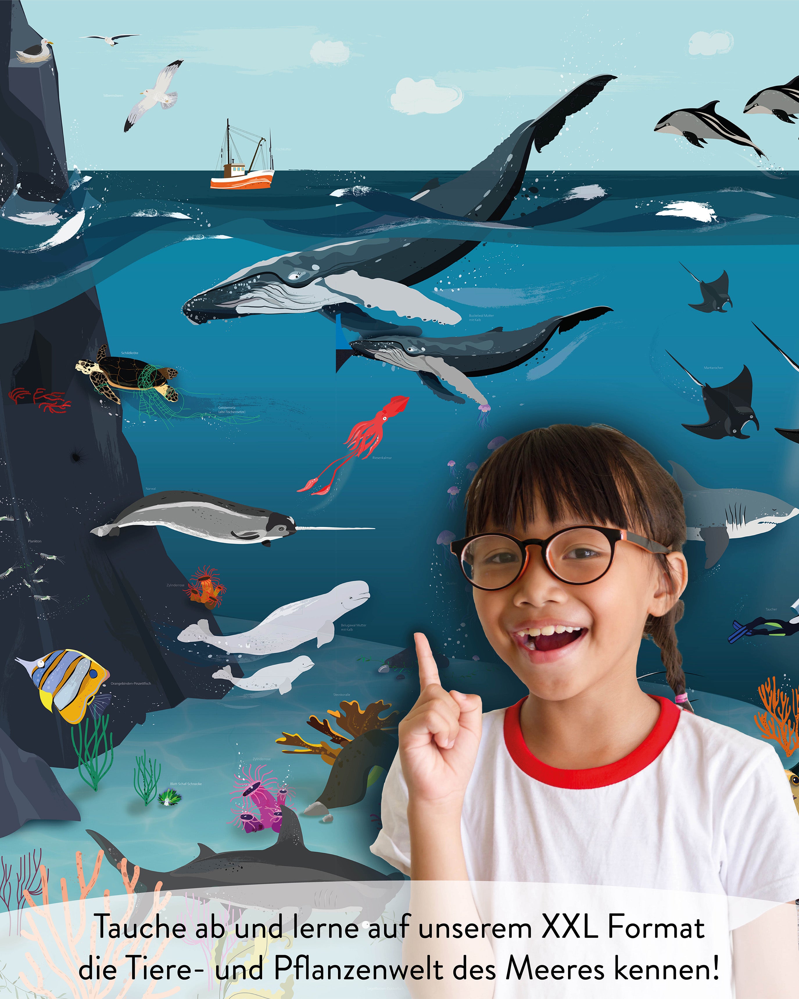 Monde sous-marin pour enfants Papier 250 g, 140 x 100 cm