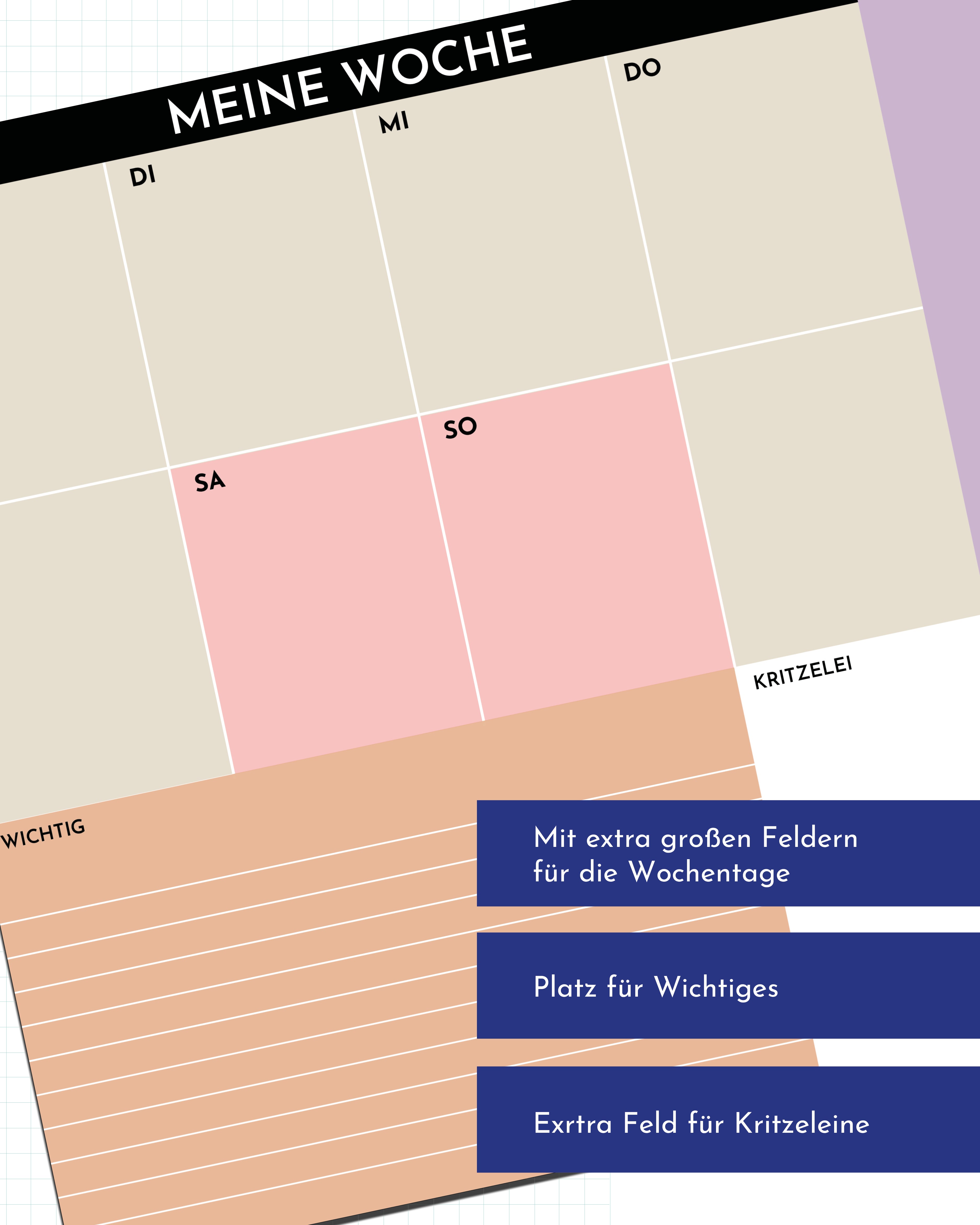 Weekly Planner Pad 2026 - Color Blocking Design - made of paper & tear-off with 25 sheets