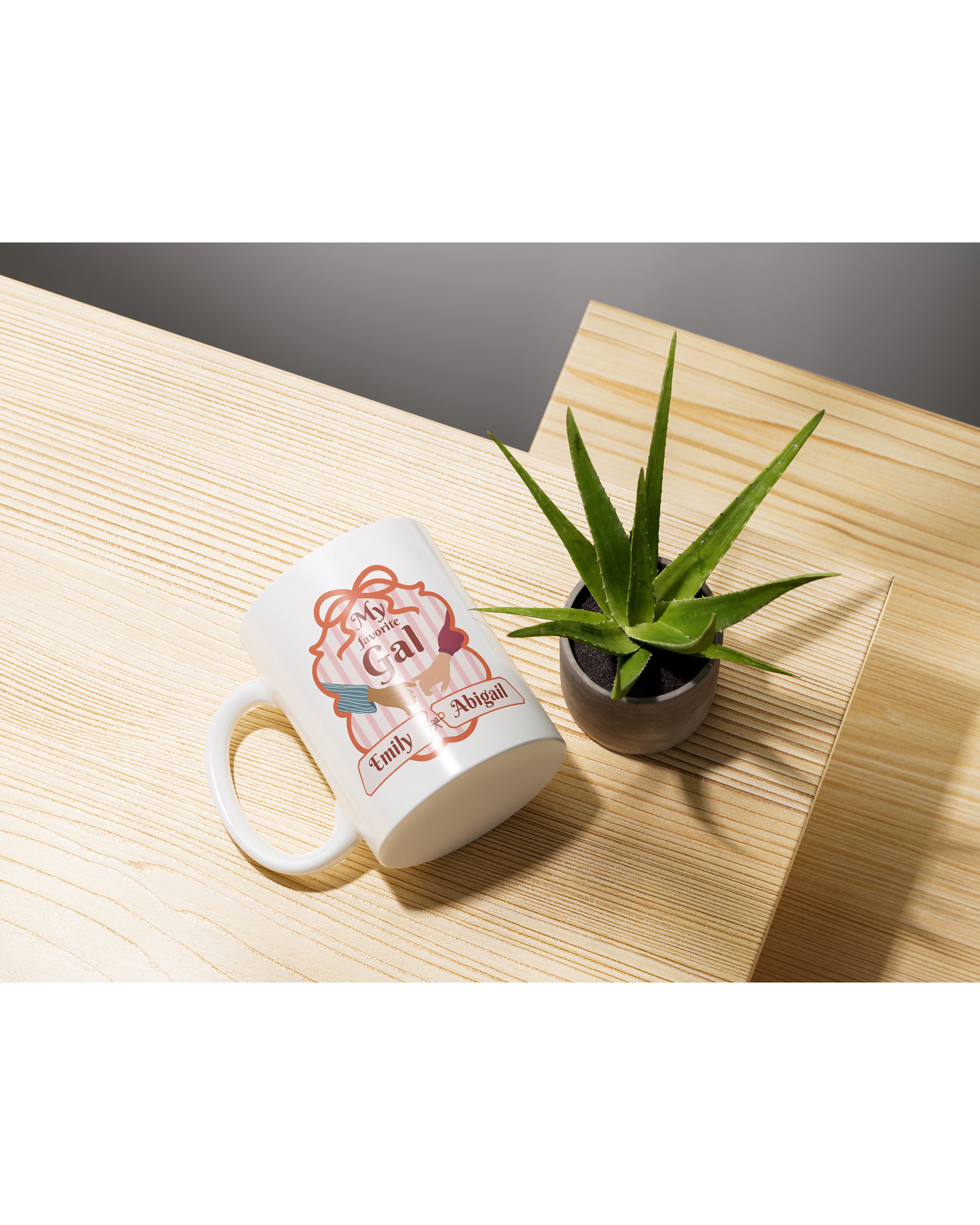 My Favorite Gal Mug - Best Friends with Custom Name - Inclusive Design Black and White Friends / Besties - 330 ml