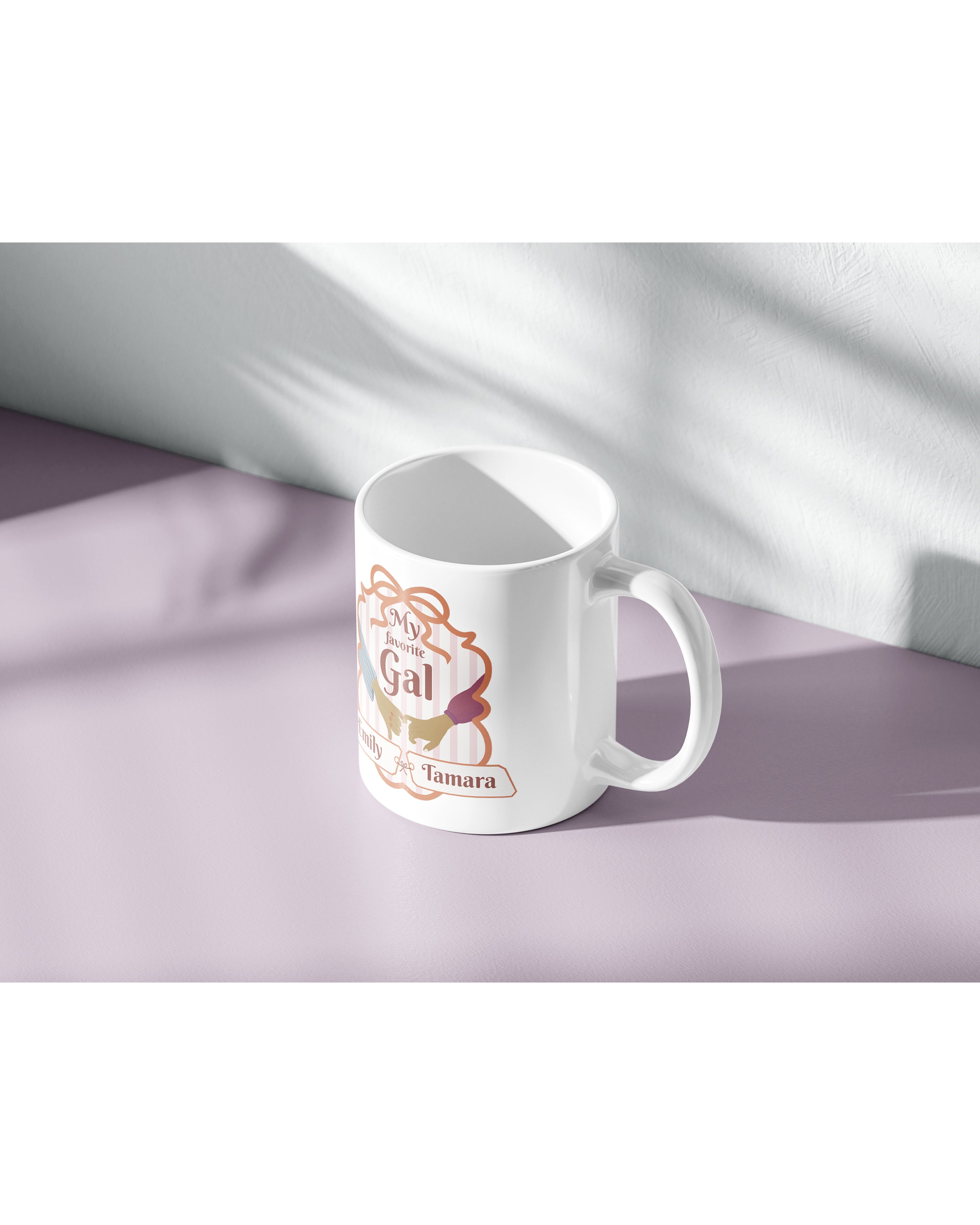 My Favorite Gal Mug - Best Friends with Custom Name - Inclusive Design Black and White Friends / Besties - 330 ml