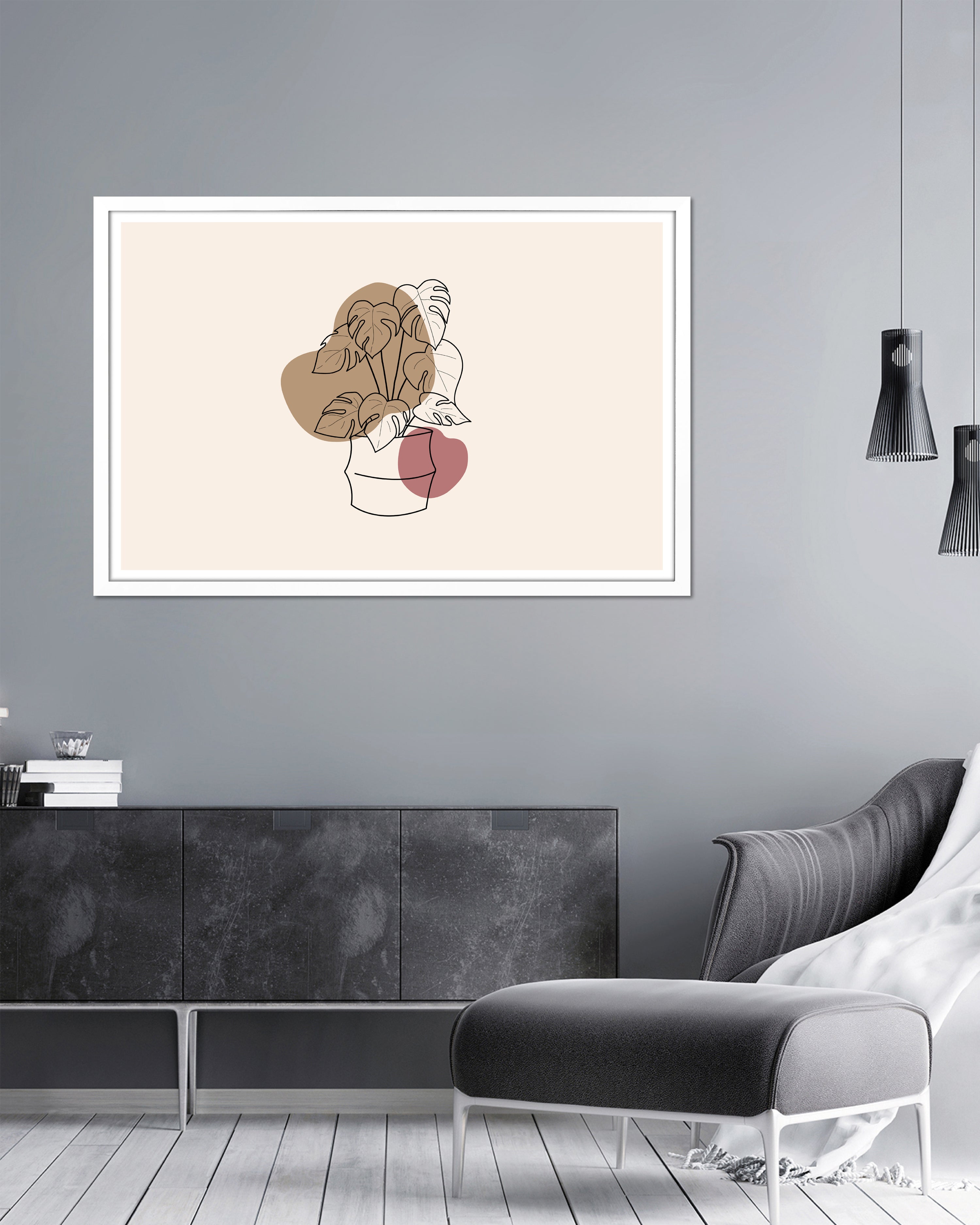 Cadre poster XXL 100 x 150 cm décor bois blanc