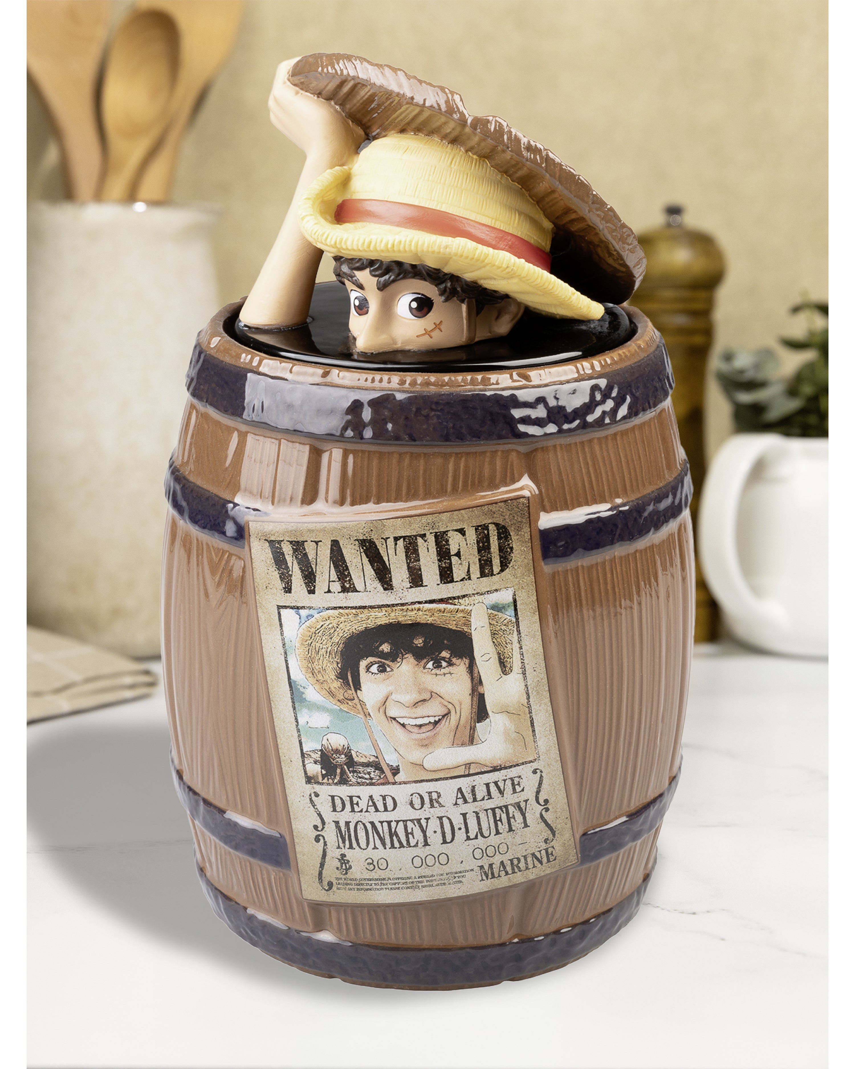 One Piece Keksdose Wanted Monkey D. Luffy Faß Barrel