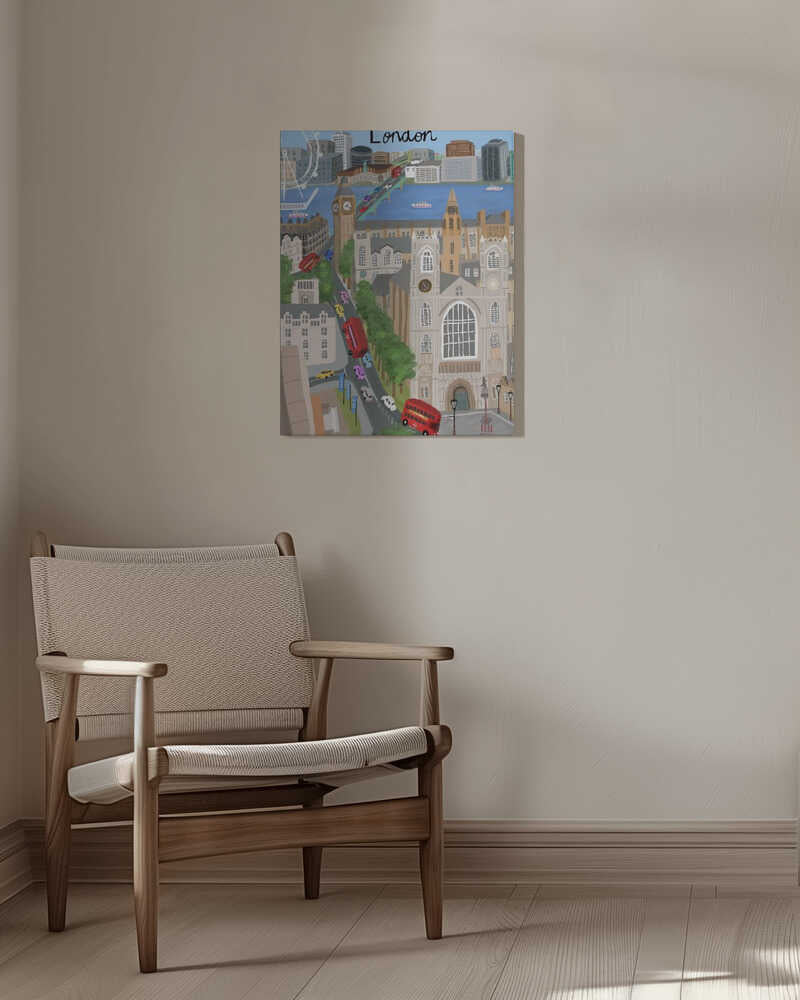 London City with View of the Thames River and Big Ben by Artist Carla Daly