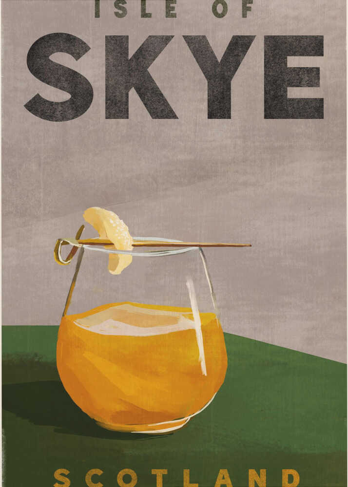 Isle Of Skye Scotland Scotch Cocktail Travel Poster