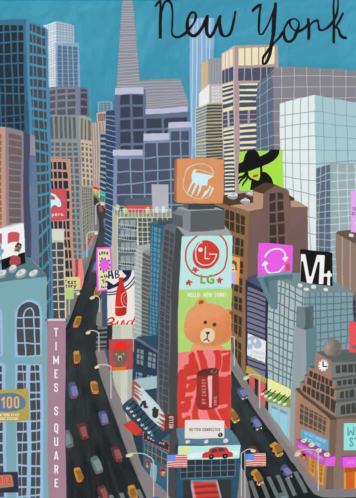 Times Square, New York Illustration by Artist Carla Daly