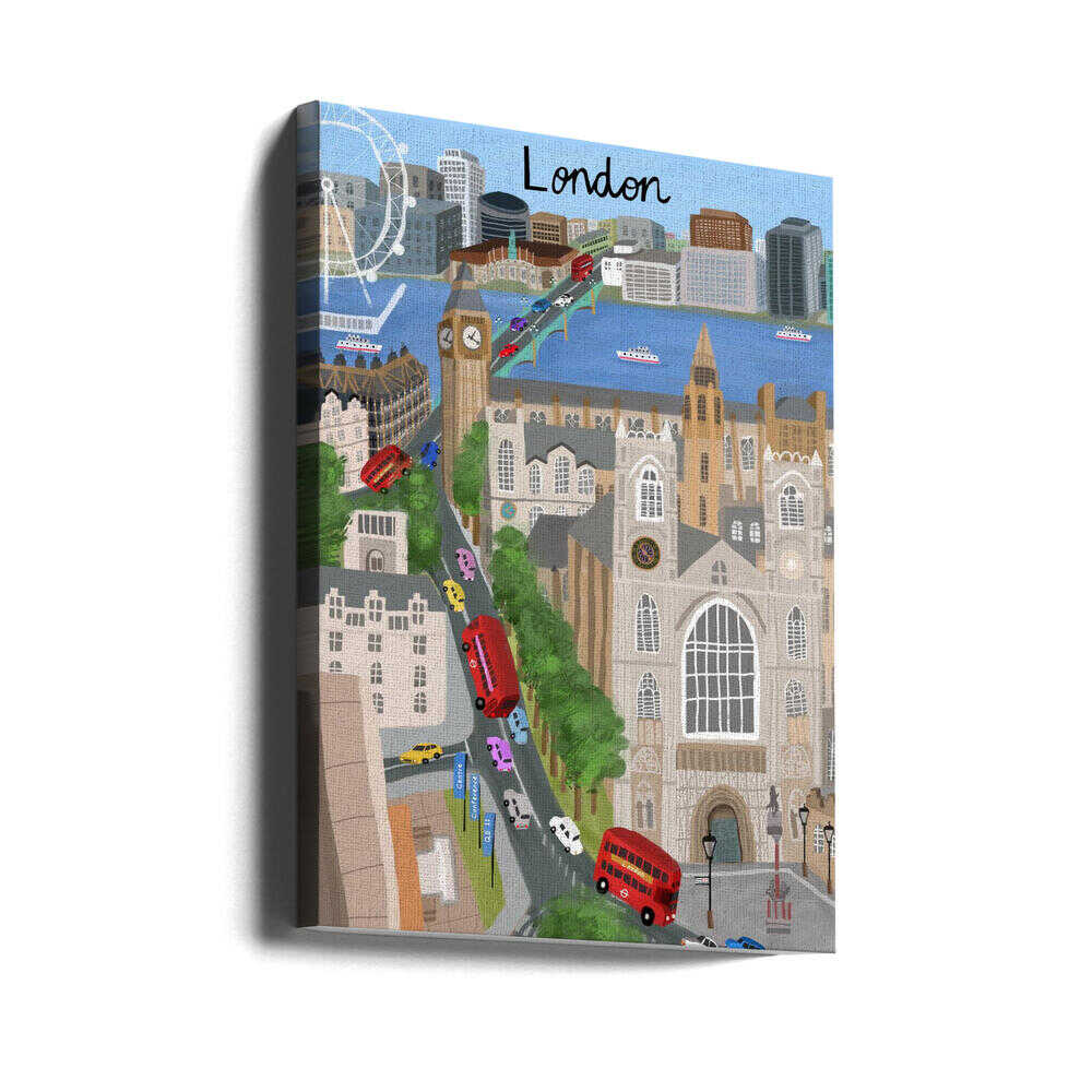 London City with View of the Thames River and Big Ben by Artist Carla Daly