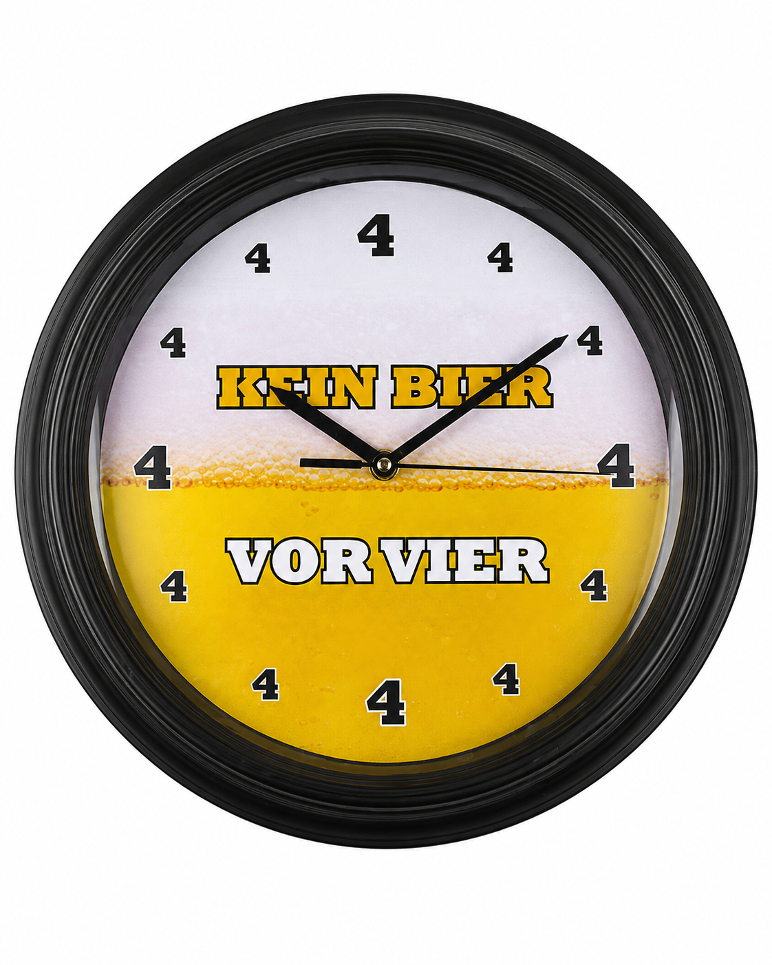 Wanduhr "Kein Bier vor 4" mit Sound | lustige Bier Uhr mit Zisch Geräusch zur vollen Stunde