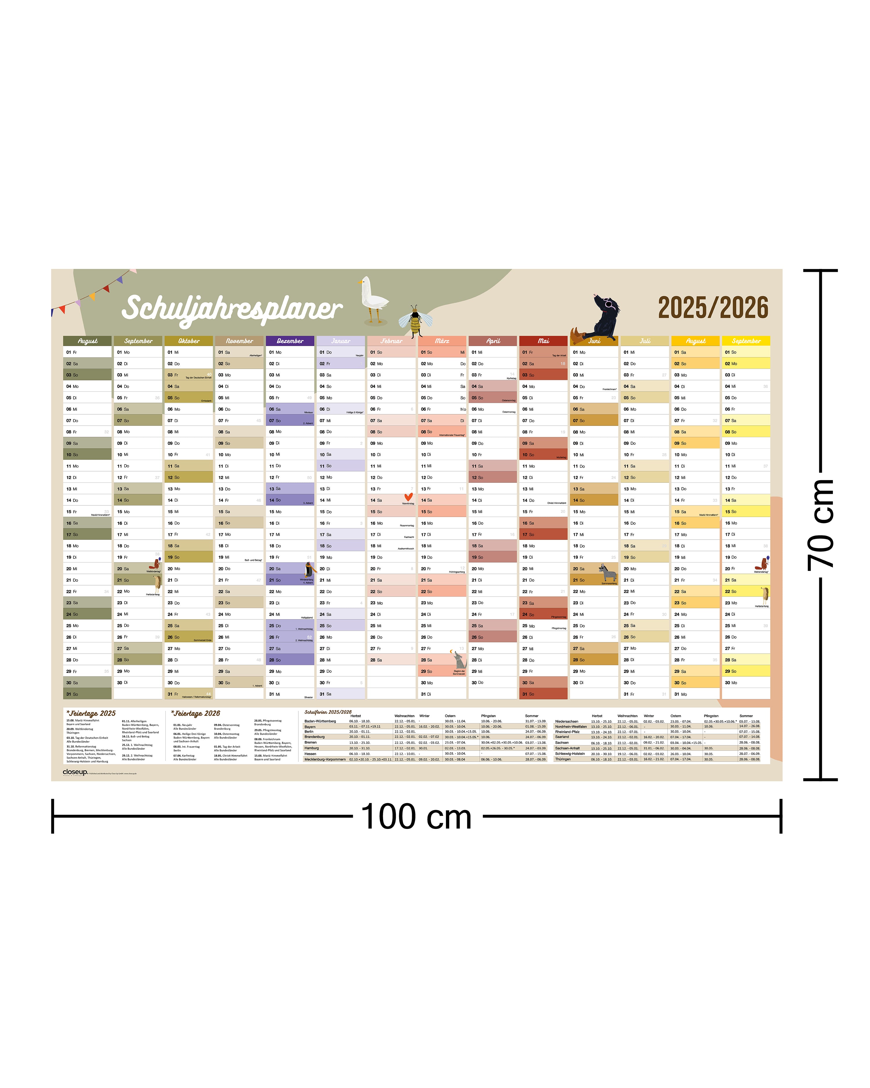 Schuljahresplaner Poster 2025/2026