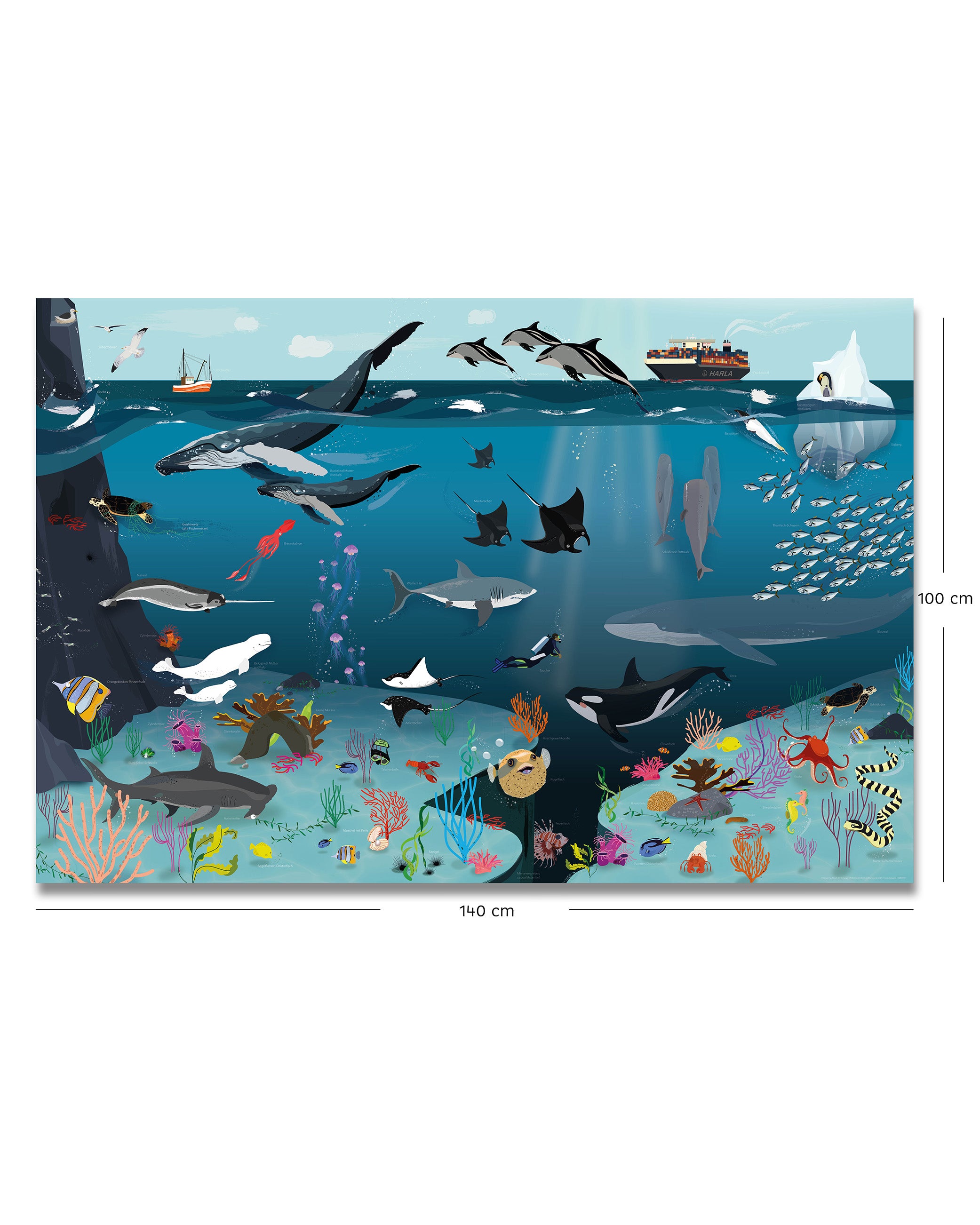 Monde sous-marin pour enfants Papier 250 g, 140 x 100 cm