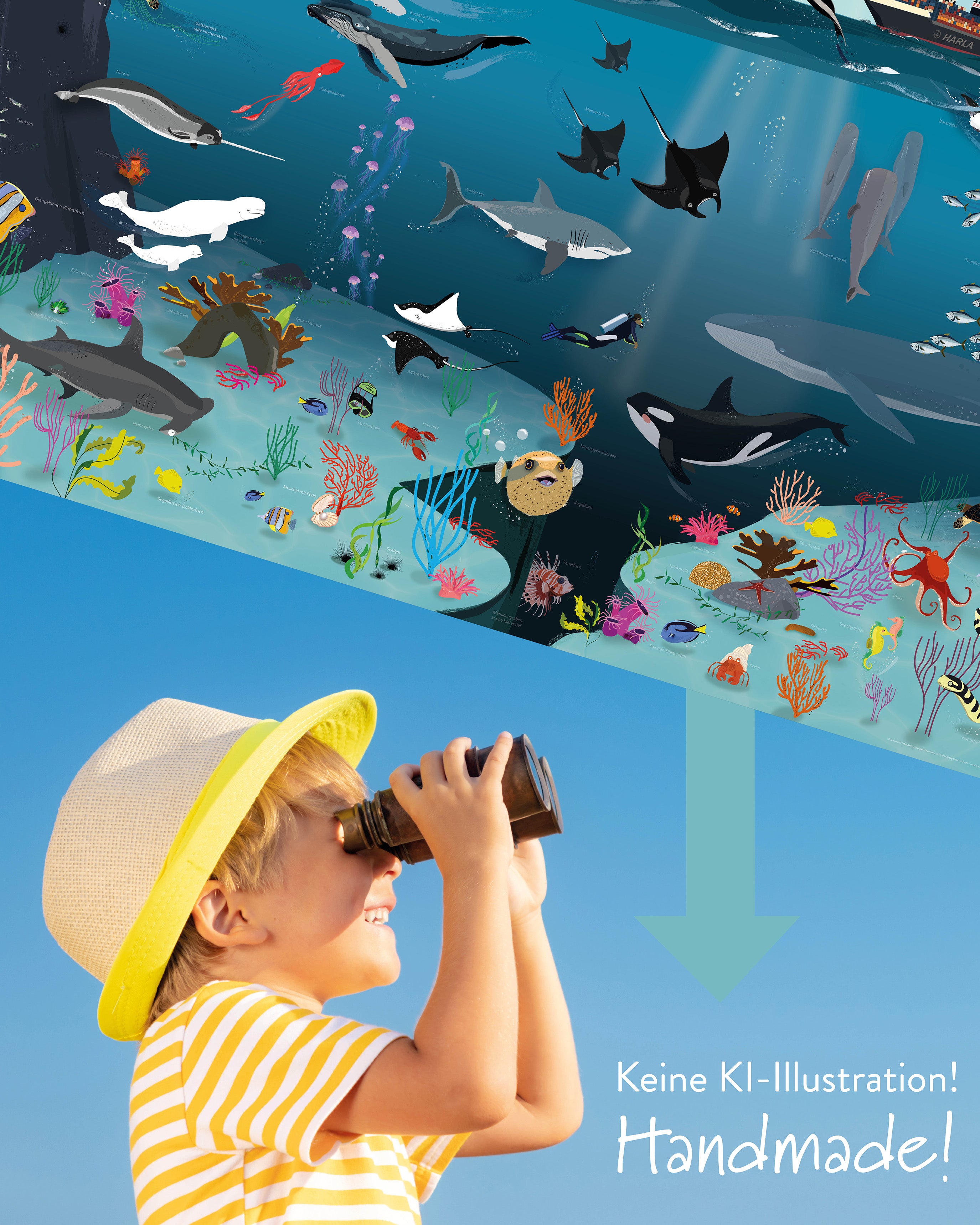 Monde sous-marin pour enfants Papier 250 g, 140 x 100 cm