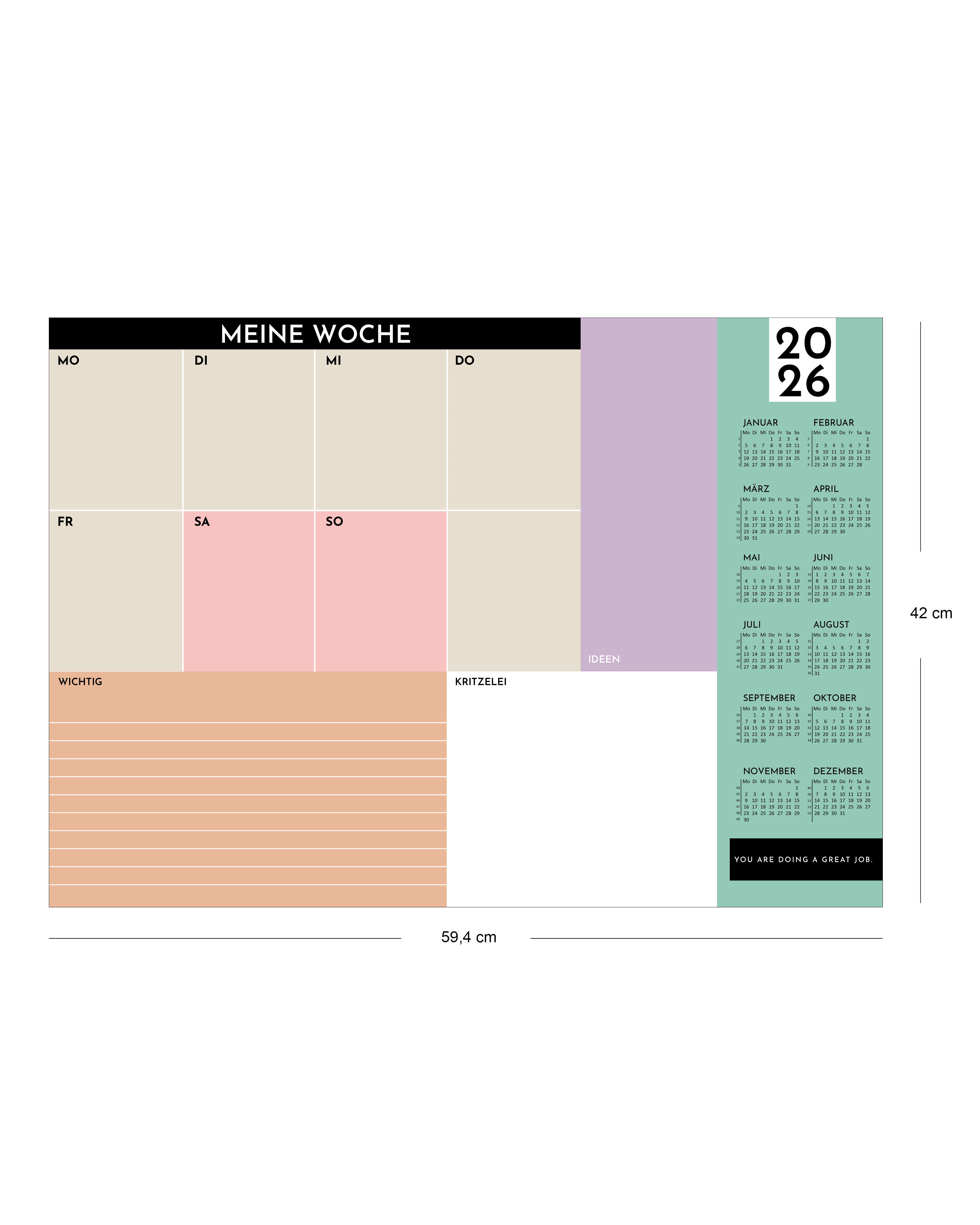 Weekly Planner Pad 2026 - Color Blocking Design - made of paper & tear-off with 25 sheets