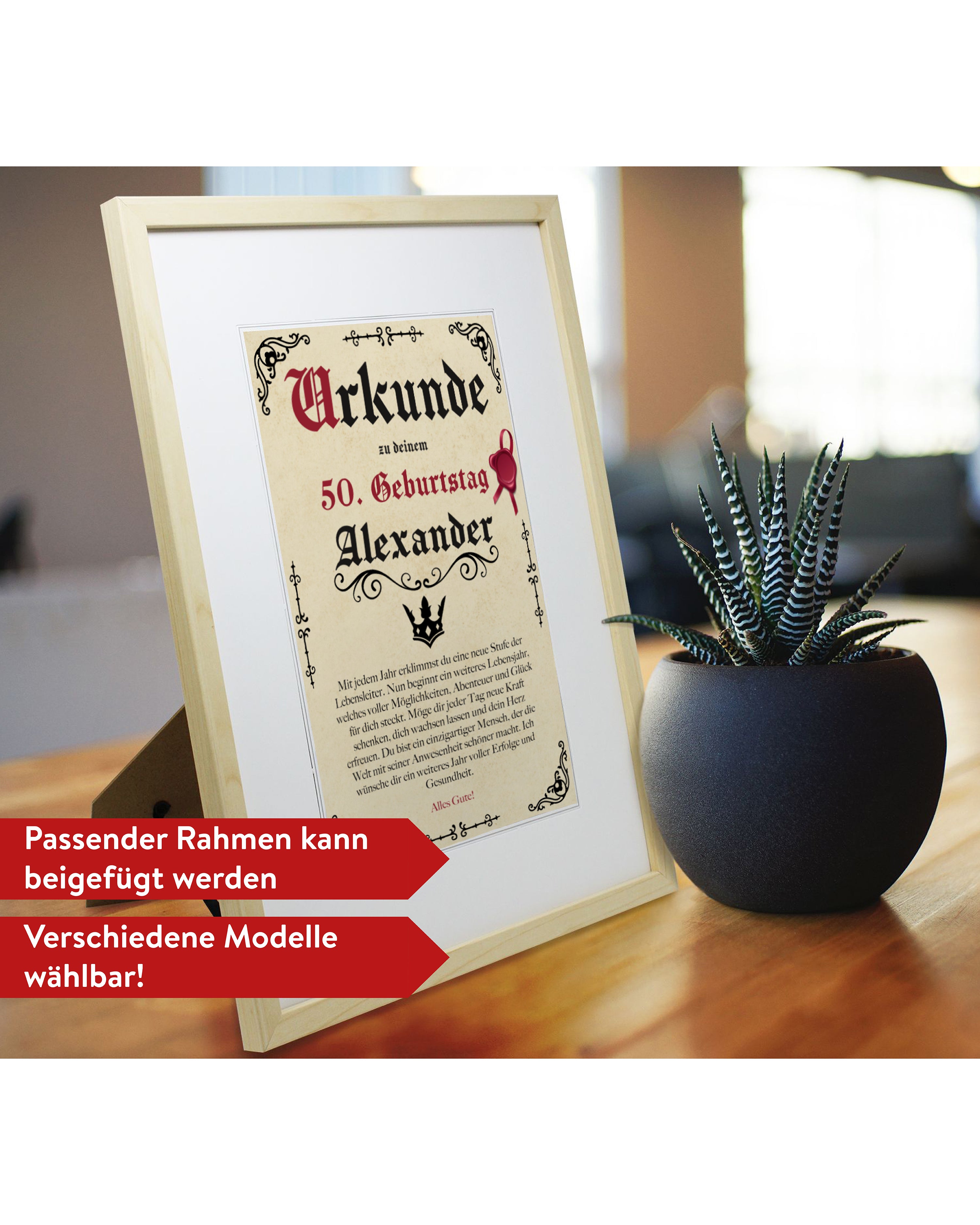 Geburtstags Urkunde Personalisierbar mit Alter + Wunschname - Pergament Stil Antik Vintage -20x30 cm