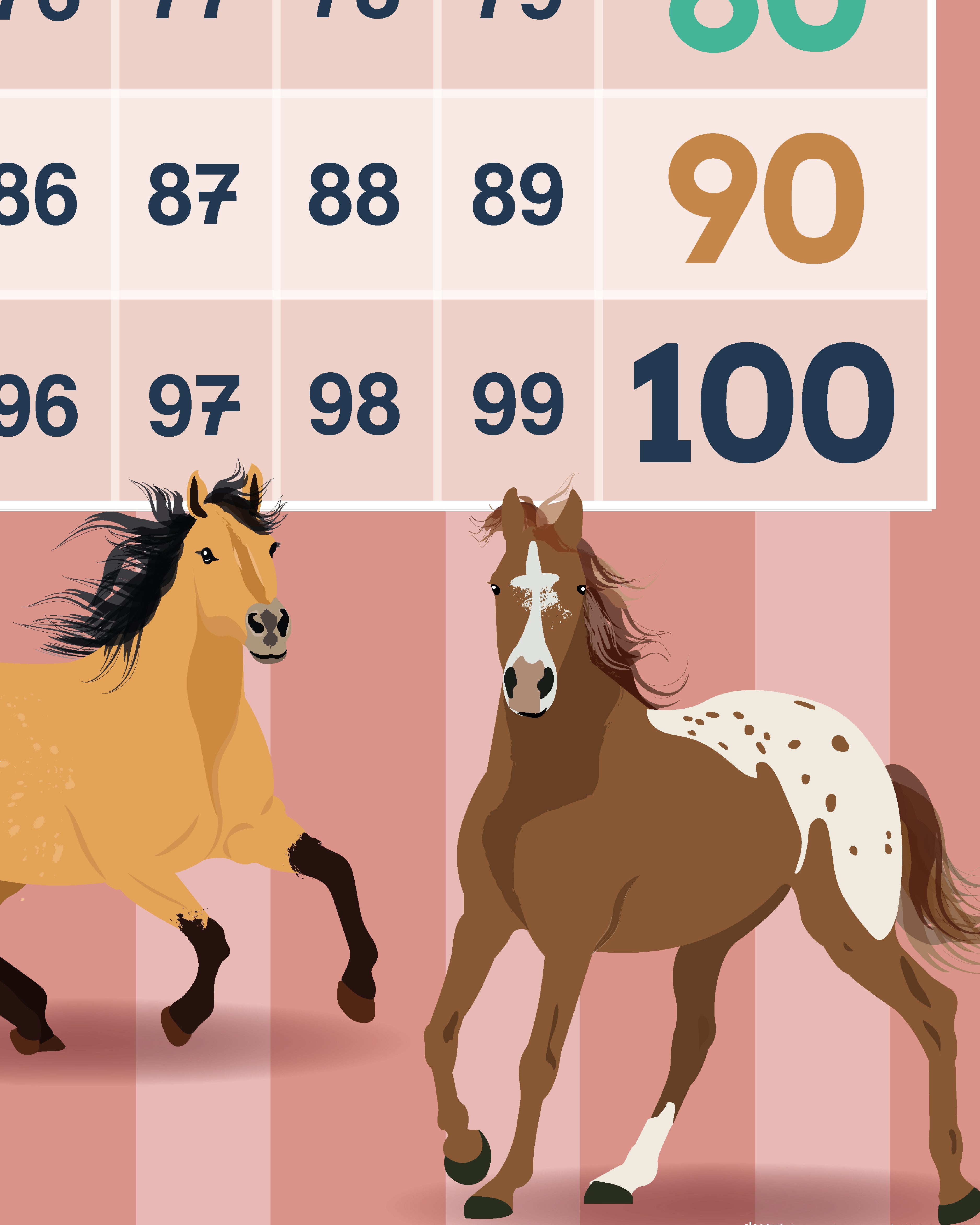 Zahlenposter 1-100 im Pferde-Design 61 x 91,5 cm