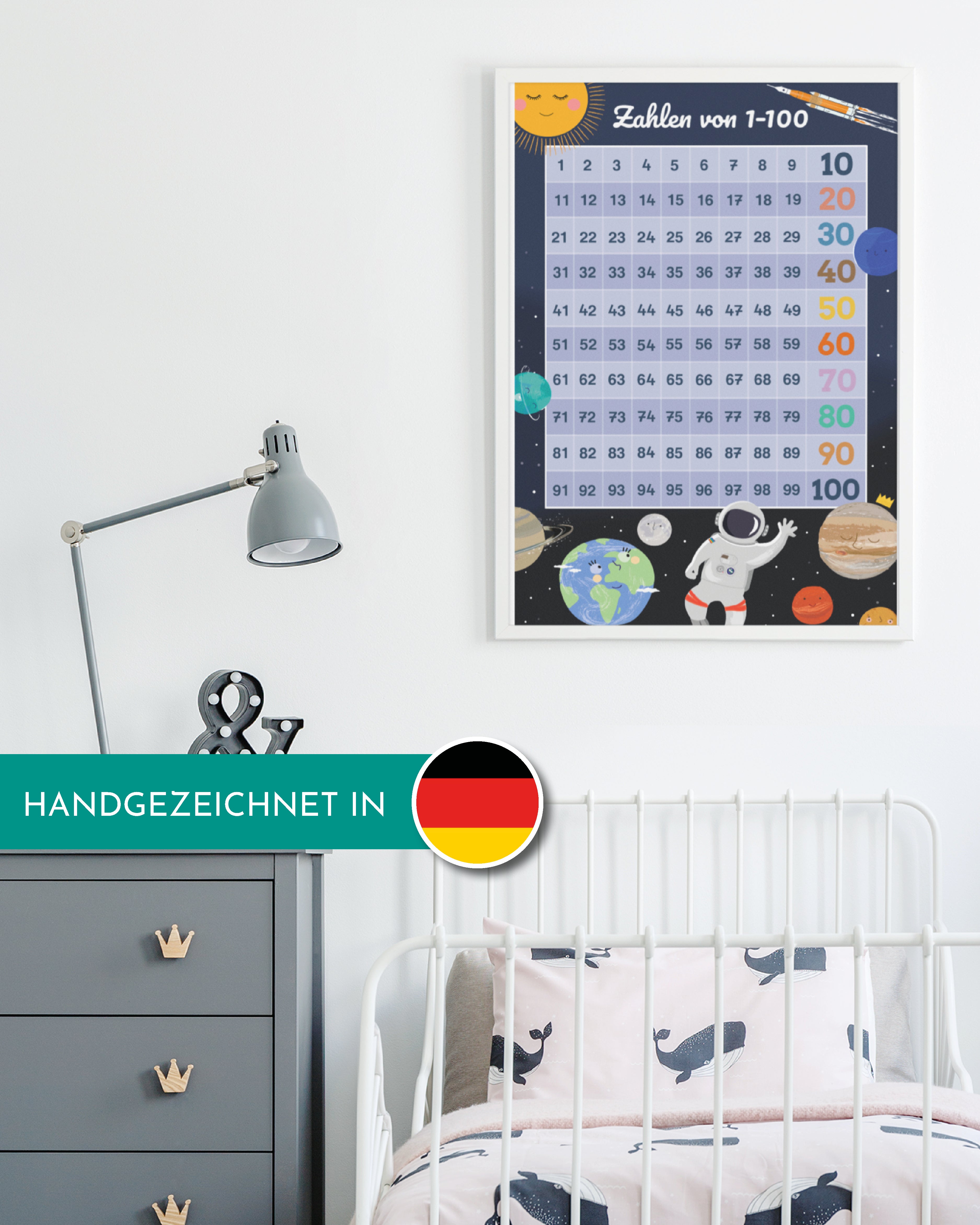 Zahlen 1-100 Universum & Astronauten Design