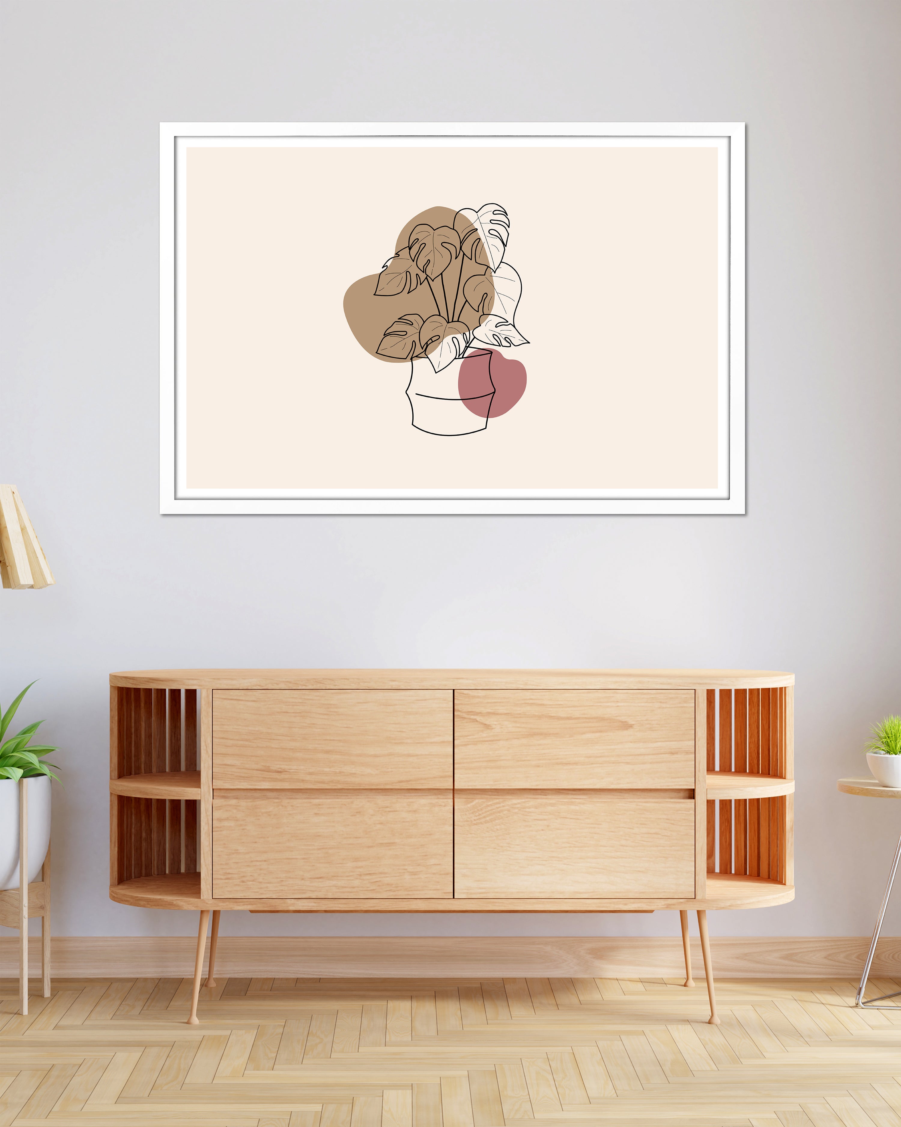 Cadre poster XXL 100 x 150 cm décor bois blanc