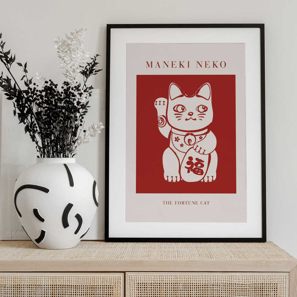 Maneki-Neko Cat Red