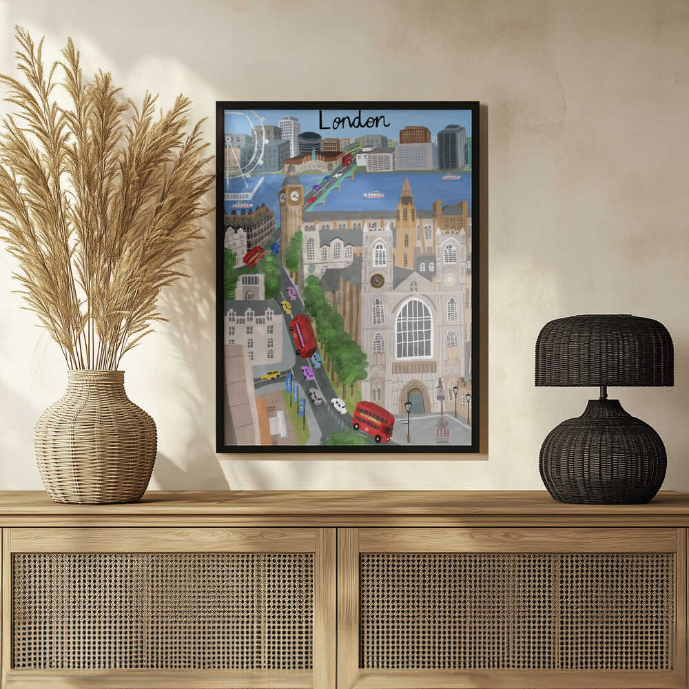 London City with View of the Thames River and Big Ben by Artist Carla Daly