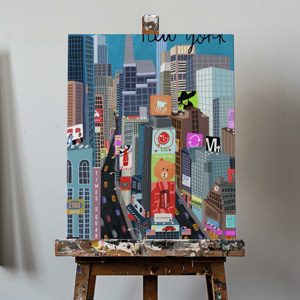 Times Square, New York Illustration by Artist Carla Daly
